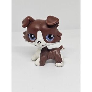 Littlest Pet Shop LPS Puzzle Collie Brown White Purple Eyes 2007 G2 *BROKEN TAIL